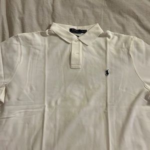 White with navy blue polo horse